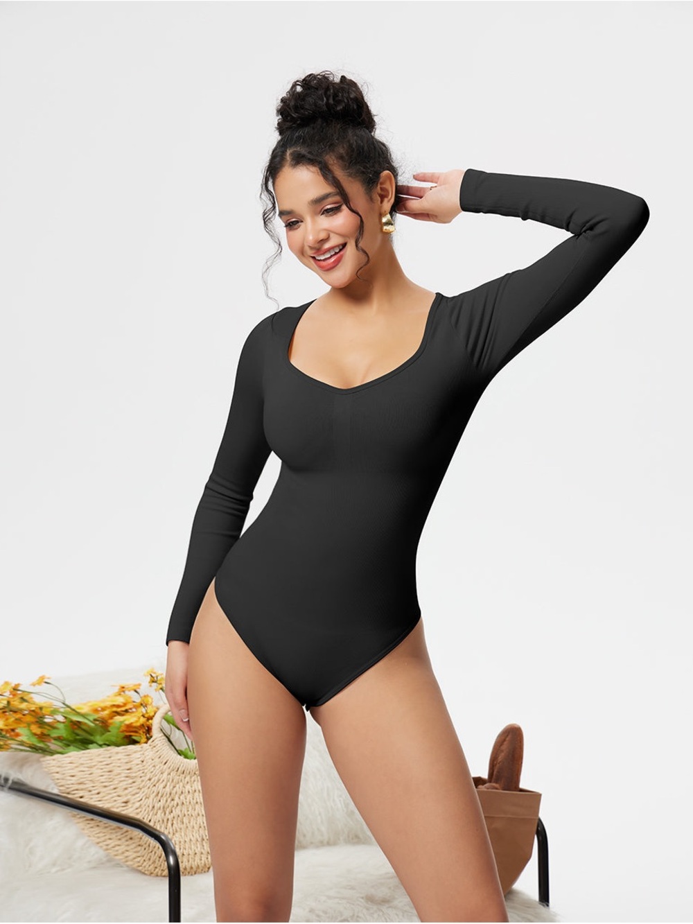 🖤 NWOT | Long-Sleeve Black Sweetheart Neckline Bodysuit | size L